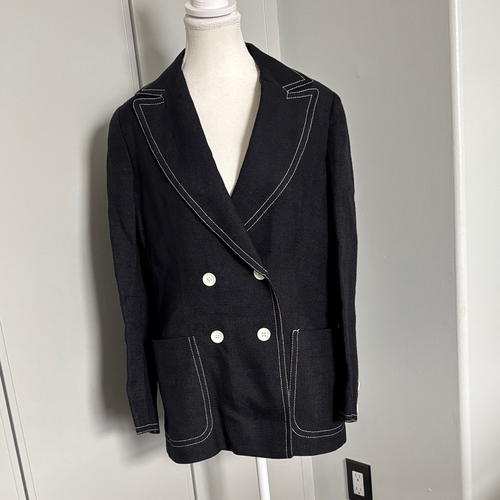 Vintage Harella Women's Black Double-Breasted Blazer